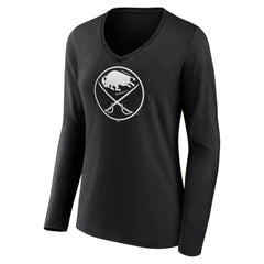 Buffalo Sabres Women's Personalized Name & Number Monochrome Long Sleeve V-Neck T-Shirt - Black | US 201281437