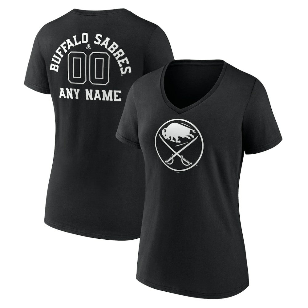 Buffalo Sabres Women's Personalized Name & Number Monochrome V-Neck T-Shirt - Black | US 201281439