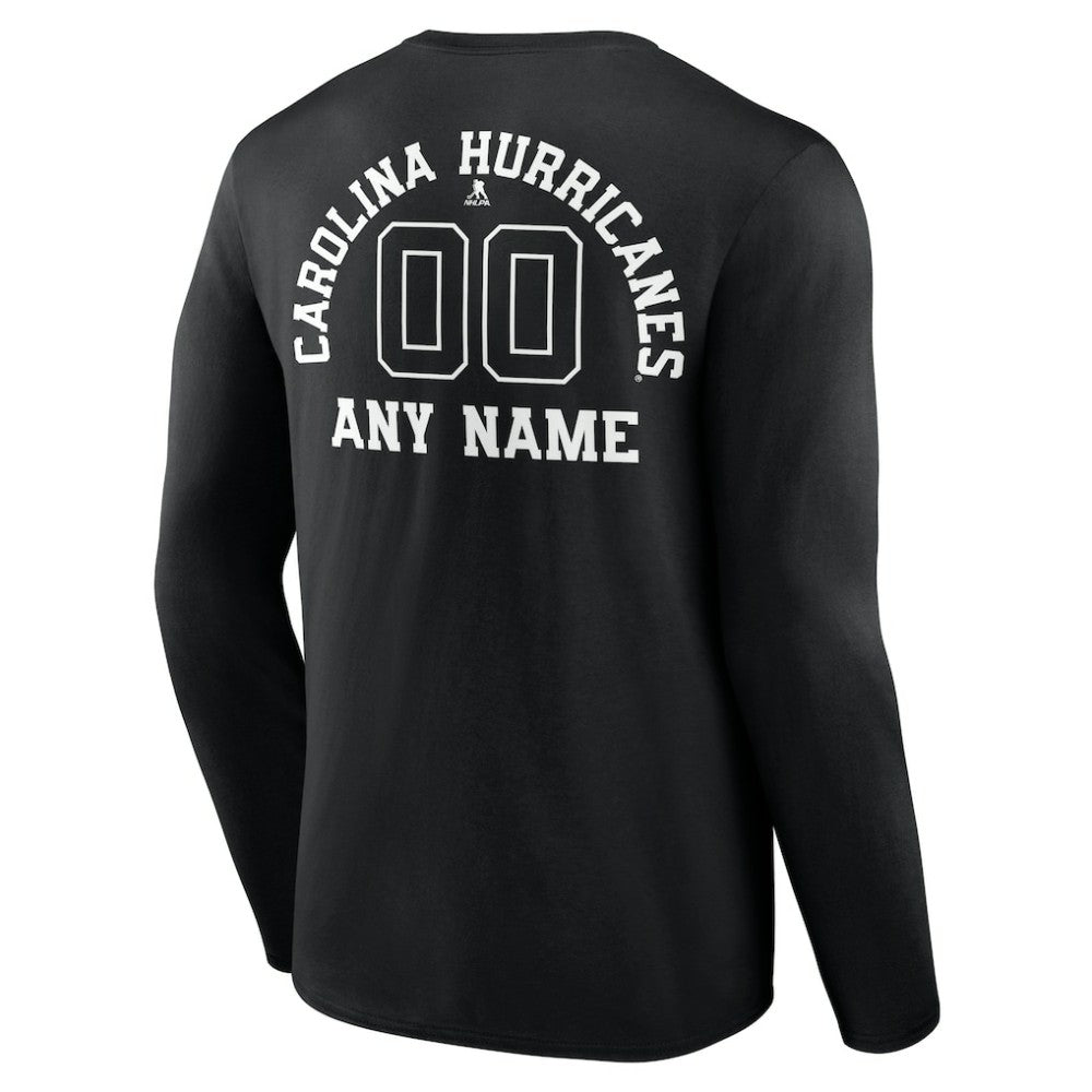 Carolina Hurricanes Personalized Name & Number Monochrome Long Sleeve T-Shirt - Black | US 201281446