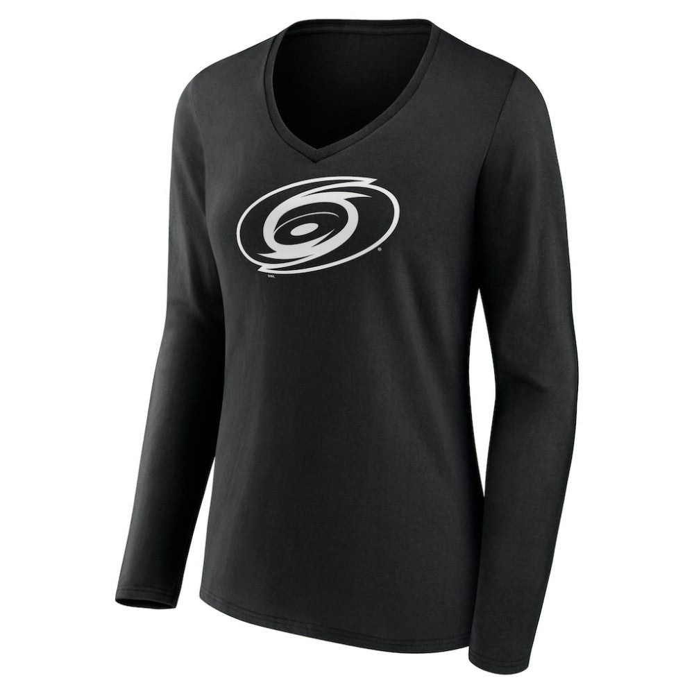 Carolina Hurricanes Women's Personalized Name & Number Monochrome Long Sleeve V-Neck T-Shirt - Black | US 201281449
