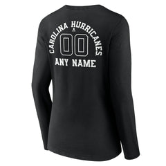 Carolina Hurricanes Women's Personalized Name & Number Monochrome Long Sleeve V-Neck T-Shirt - Black | US 201281449