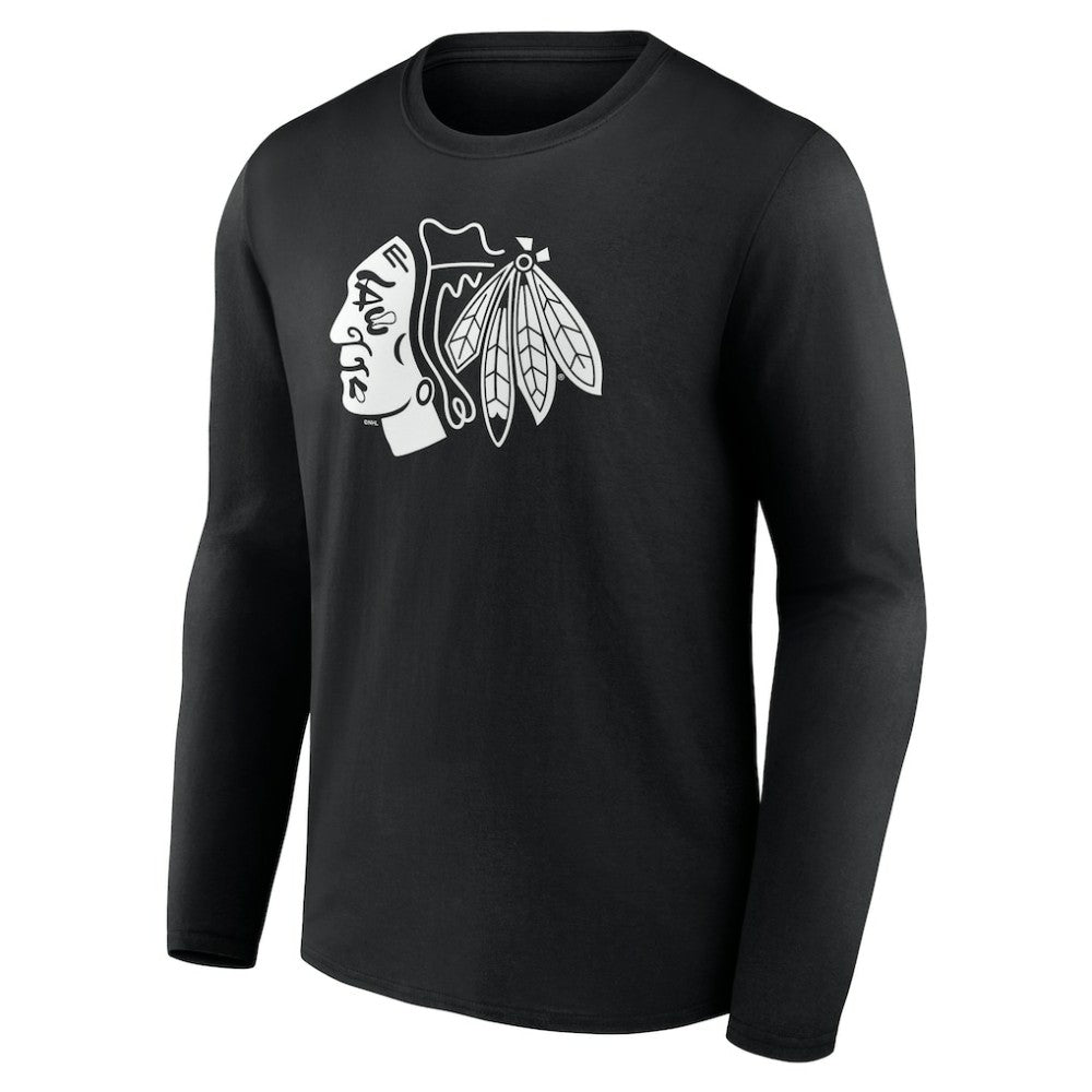 Chicago Blackhawks Personalized Name & Number Monochrome Long Sleeve T-Shirt - Black | US 201281452