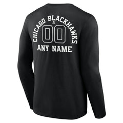 Chicago Blackhawks Personalized Name & Number Monochrome Long Sleeve T-Shirt - Black | US 201281452