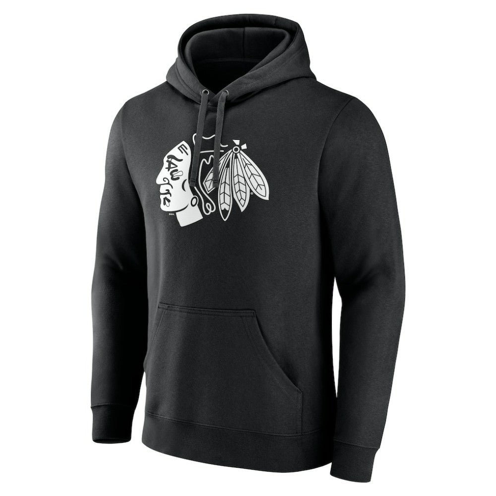 Chicago Blackhawks Personalized Name & Number Monochrome Pullover Hoodie - Black | US 201281453