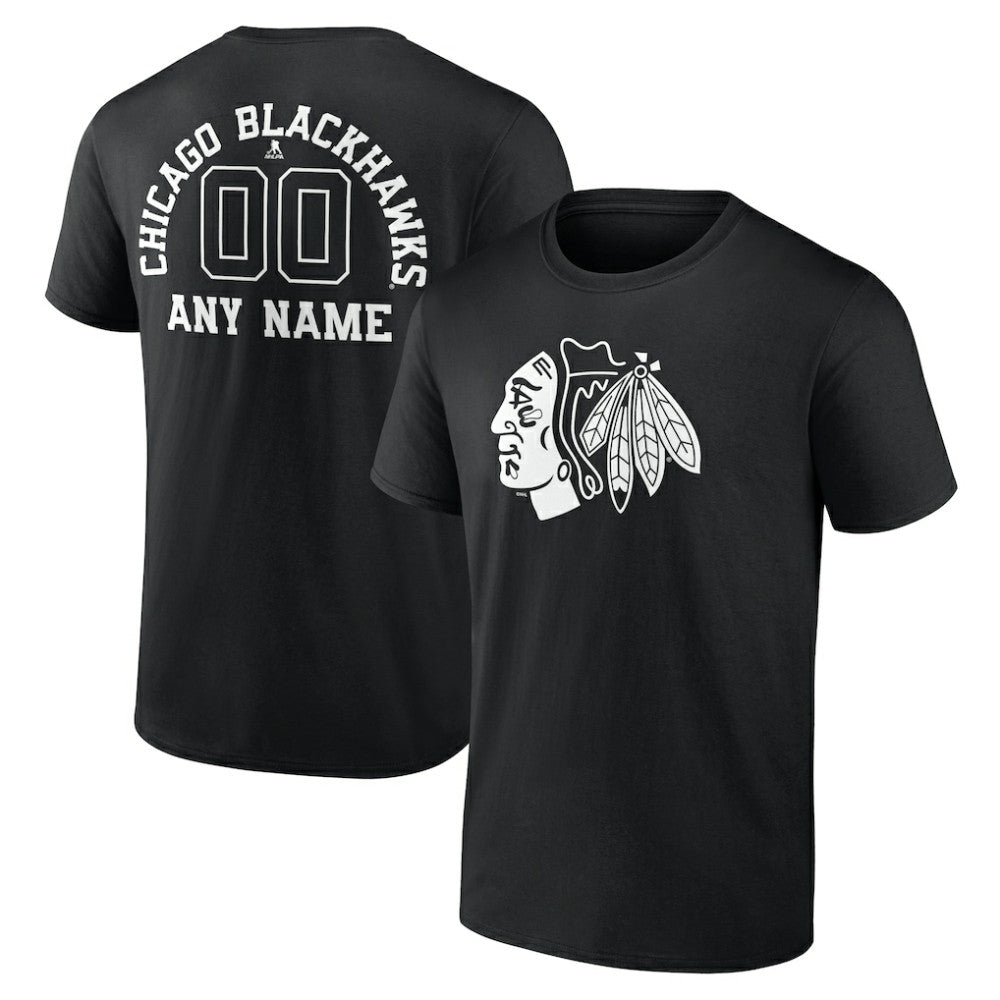Chicago Blackhawks Personalized Name & Number Monochrome T-Shirt - Black | US 201281454