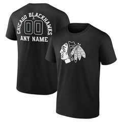 Chicago Blackhawks Personalized Name & Number Monochrome T-Shirt - Black | US 201281454