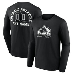 Colorado Avalanche Personalized Name & Number Monochrome Long Sleeve T-Shirt - Black | US 201281458