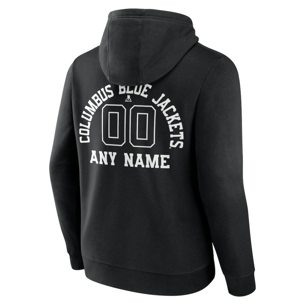 Columbus Blue Jackets Personalized Name & Number Monochrome Pullover Hoodie - Black | US 201281465