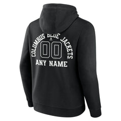 Columbus Blue Jackets Personalized Name & Number Monochrome Pullover Hoodie - Black | US 201281465