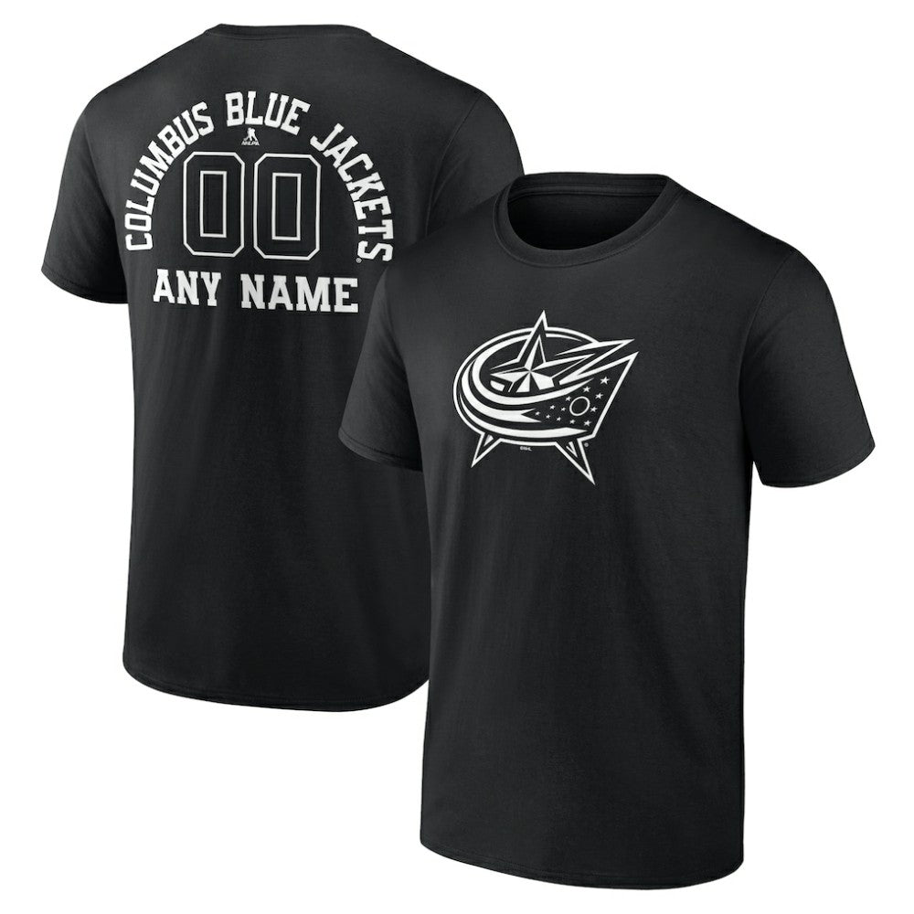 Columbus Blue Jackets Personalized Name & Number Monochrome T-Shirt - Black | US 201281466