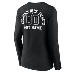 Columbus Blue Jackets Women's Personalized Name & Number Monochrome Long Sleeve V-Neck T-Shirt - Black | US 201281467