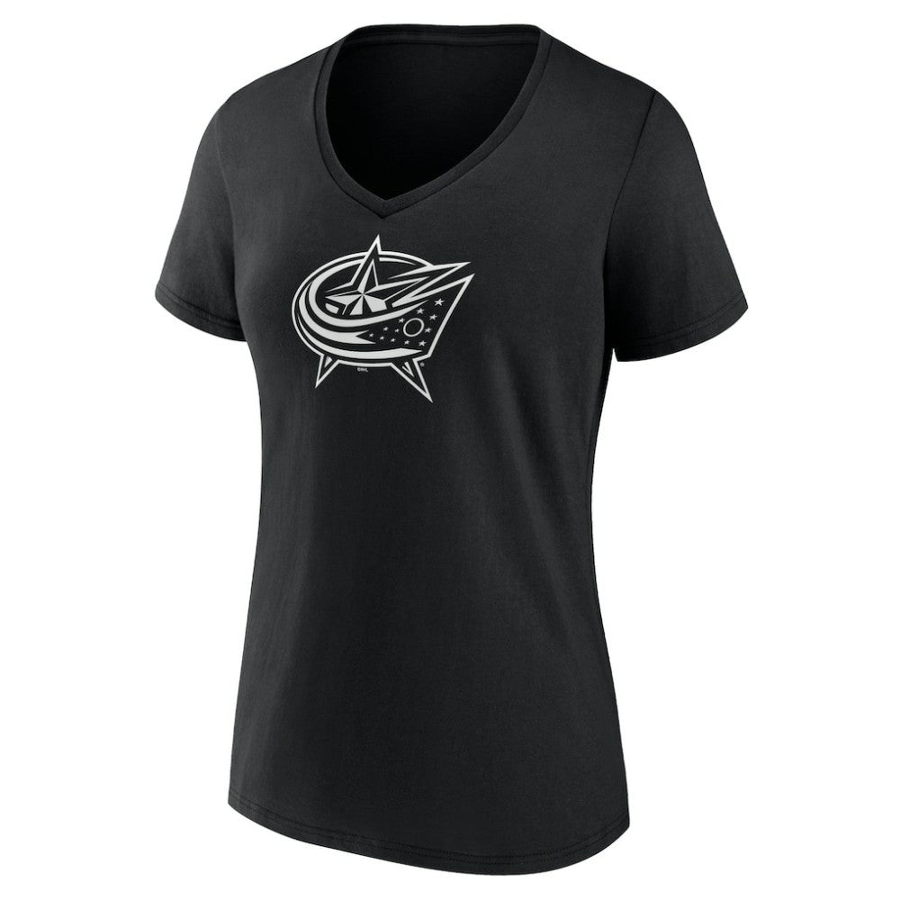 Columbus Blue Jackets Women's Personalized Name & Number Monochrome V-Neck T-Shirt - Black | US 201281469