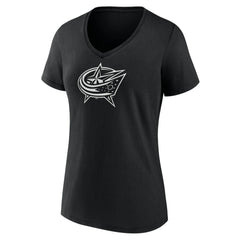 Columbus Blue Jackets Women's Personalized Name & Number Monochrome V-Neck T-Shirt - Black | US 201281469