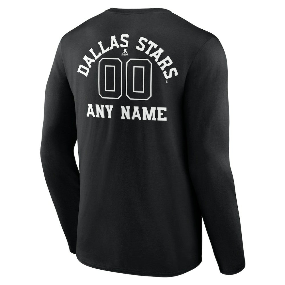 Dallas Stars Personalized Name & Number Monochrome Long Sleeve T-Shirt - Black | US 201281470