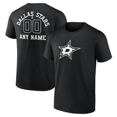 Dallas Stars Personalized Name & Number Monochrome T-Shirt - Black | US 201281472