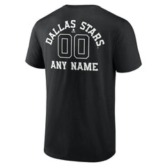 Dallas Stars Personalized Name & Number Monochrome T-Shirt - Black | US 201281472