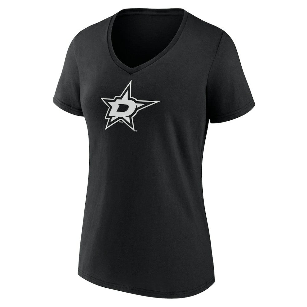 Dallas Stars Women's Personalized Name & Number Monochrome V-Neck T-Shirt - Black | US 201281475