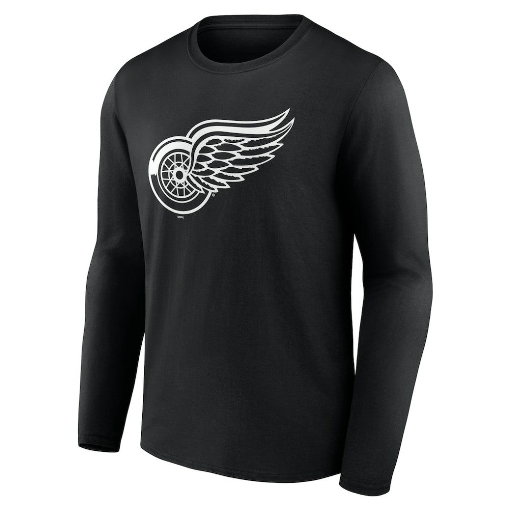 Detroit Red Wings Personalized Name & Number Monochrome Long Sleeve T-Shirt - Black | US 201281476