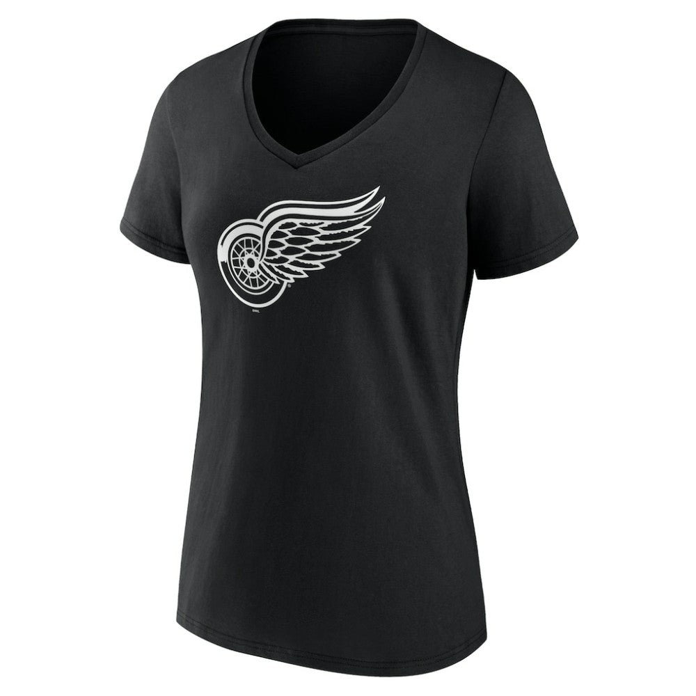 Detroit Red Wings Women's Personalized Name & Number Monochrome V-Neck T-Shirt - Black | US 201281481