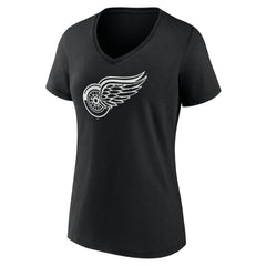 Detroit Red Wings Women's Personalized Name & Number Monochrome V-Neck T-Shirt - Black | US 201281481