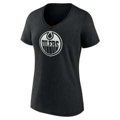 Edmonton Oilers Women's Personalized Name & Number Monochrome V-Neck T-Shirt - Black | US 201281487