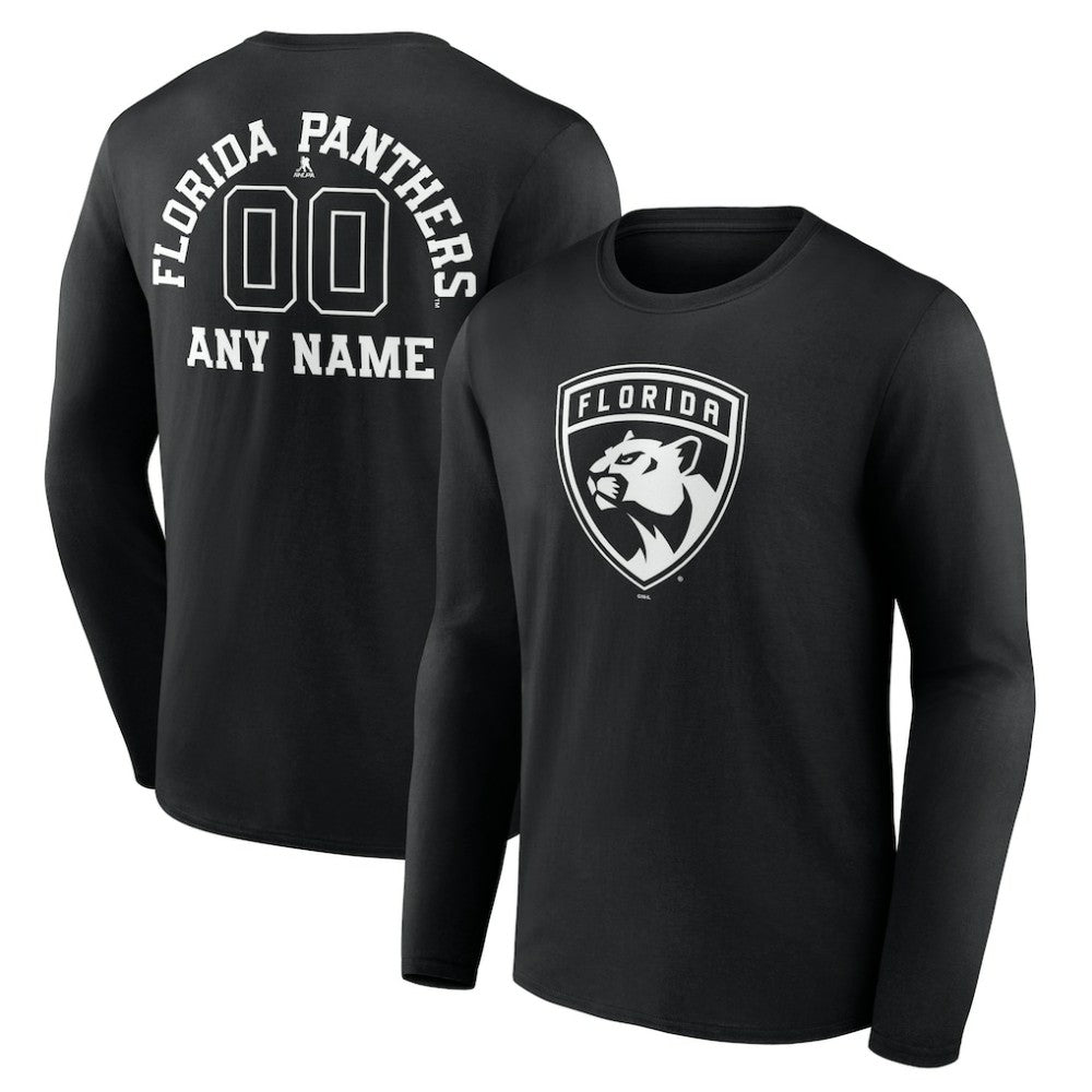 Florida Panthers Personalized Name & Number Monochrome Long Sleeve T-Shirt - Black | US 201281488
