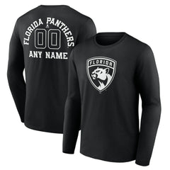Florida Panthers Personalized Name & Number Monochrome Long Sleeve T-Shirt - Black | US 201281488