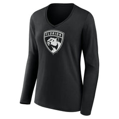 Florida Panthers Women's Personalized Name & Number Monochrome Long Sleeve V-Neck T-Shirt - Black | US 201281491