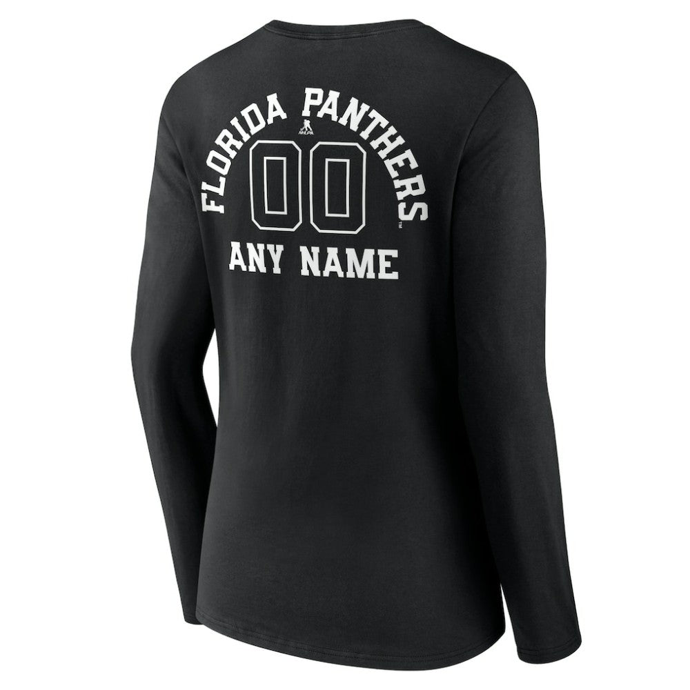 Florida Panthers Women's Personalized Name & Number Monochrome Long Sleeve V-Neck T-Shirt - Black | US 201281491