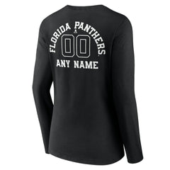 Florida Panthers Women's Personalized Name & Number Monochrome Long Sleeve V-Neck T-Shirt - Black | US 201281491