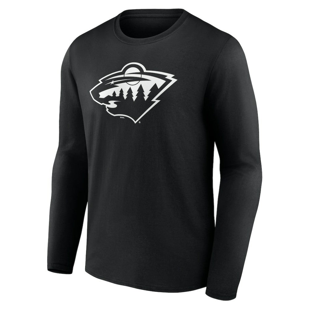 Minnesota Wild Personalized Name & Number Monochrome Long Sleeve T-Shirt - Black | US 201281500
