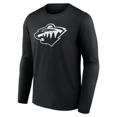 Minnesota Wild Personalized Name & Number Monochrome Long Sleeve T-Shirt - Black | US 201281500