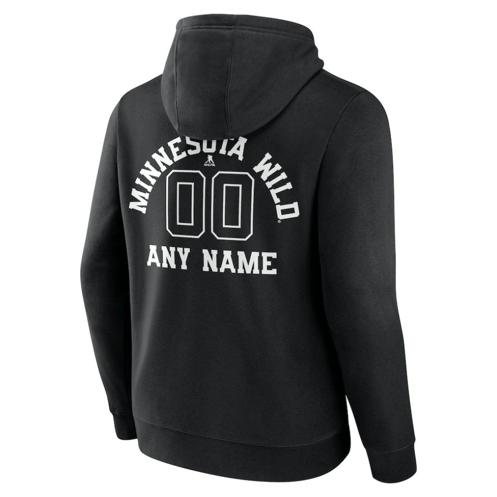 Minnesota Wild Personalized Name & Number Monochrome Pullover Hoodie - Black | US 201281501