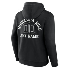 Minnesota Wild Personalized Name & Number Monochrome Pullover Hoodie - Black | US 201281501