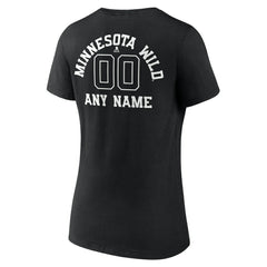 Minnesota Wild Women's Personalized Name & Number Monochrome V-Neck T-Shirt - Black | US 201281505