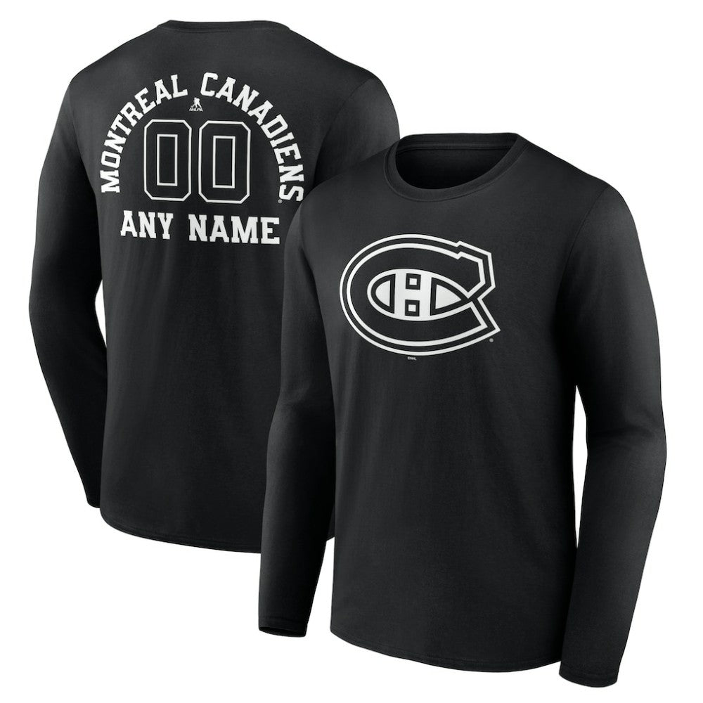 Montreal Canadiens Personalized Name & Number Monochrome Long Sleeve T-Shirt - Black | US 201281506