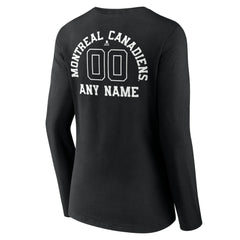 Montreal Canadiens Women's Personalized Name & Number Monochrome Long Sleeve V-Neck T-Shirt - Black | US 201281509