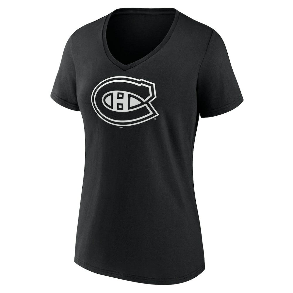 Montreal Canadiens Women's Personalized Name & Number Monochrome V-Neck T-Shirt - Black | US 201281511