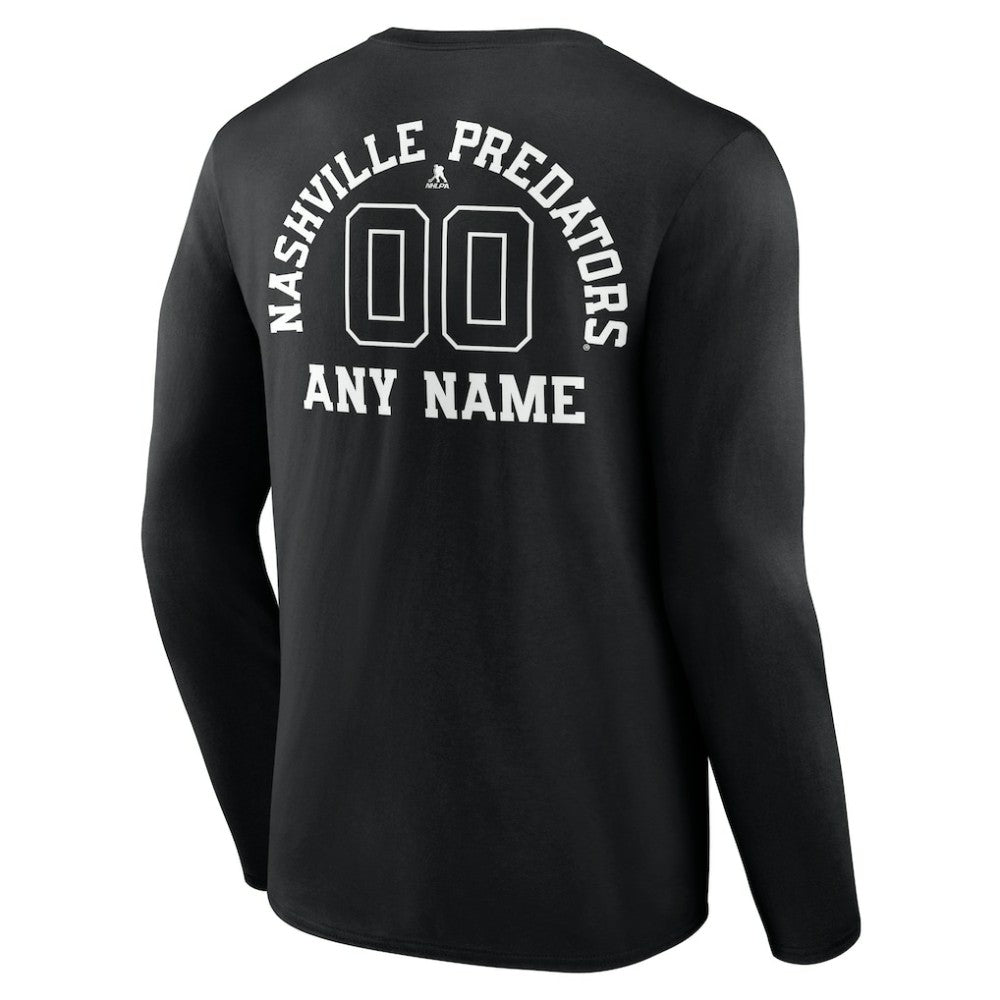 Nashville Predators Personalized Name & Number Monochrome Long Sleeve T-Shirt - Black | US 201281512