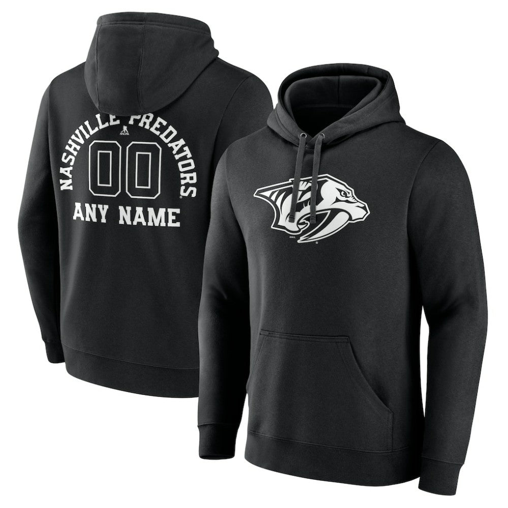 Nashville Predators Personalized Name & Number Monochrome Pullover Hoodie - Black | US 201281513