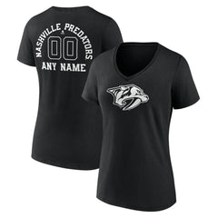 Nashville Predators Women's Personalized Name & Number Monochrome V-Neck T-Shirt - Black | US 201281517