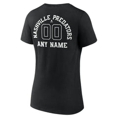 Nashville Predators Women's Personalized Name & Number Monochrome V-Neck T-Shirt - Black | US 201281517