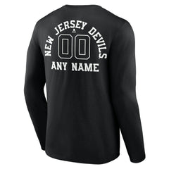 New Jersey Devils Personalized Name & Number Monochrome Long Sleeve T-Shirt - Black | US 201281518