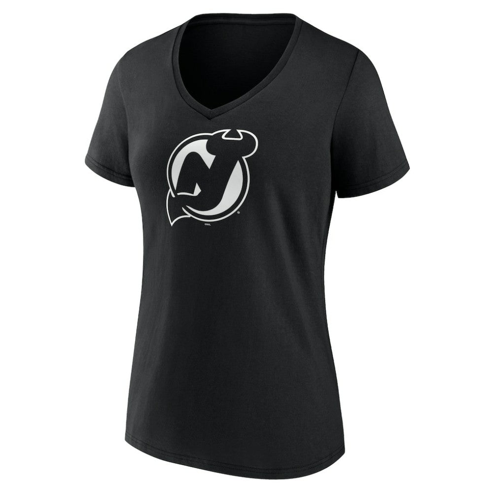 New Jersey Devils Women's Personalized Name & Number Monochrome V-Neck T-Shirt - Black | US 201281523