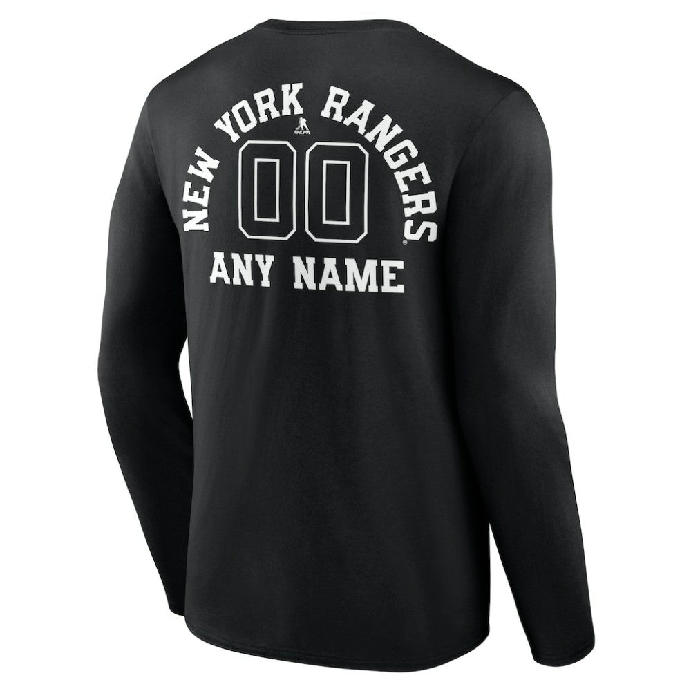 New York Rangers Personalized Name & Number Monochrome Long Sleeve T-Shirt - Black | US 201281530