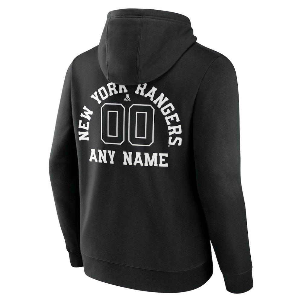 New York Rangers Personalized Name & Number Monochrome Pullover Hoodie - Black | US 201281531
