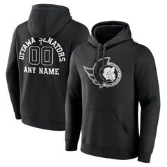 Ottawa Senators Personalized Name & Number Monochrome Pullover Hoodie - Black | US 201281537