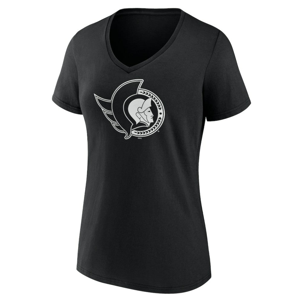 Ottawa Senators Women's Personalized Name & Number Monochrome V-Neck T-Shirt - Black | US 201281541