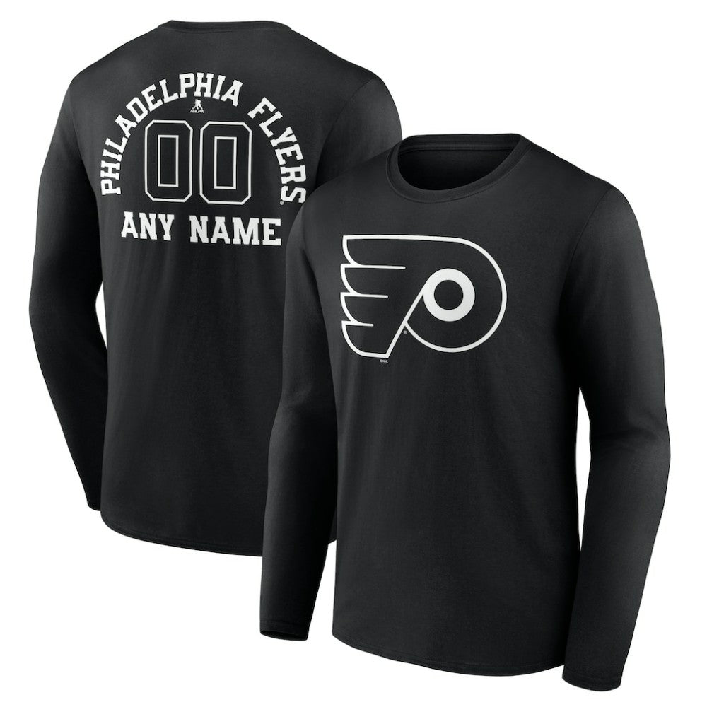 Philadelphia Flyers Personalized Name & Number Monochrome Long Sleeve T-Shirt - Black | US 201281542