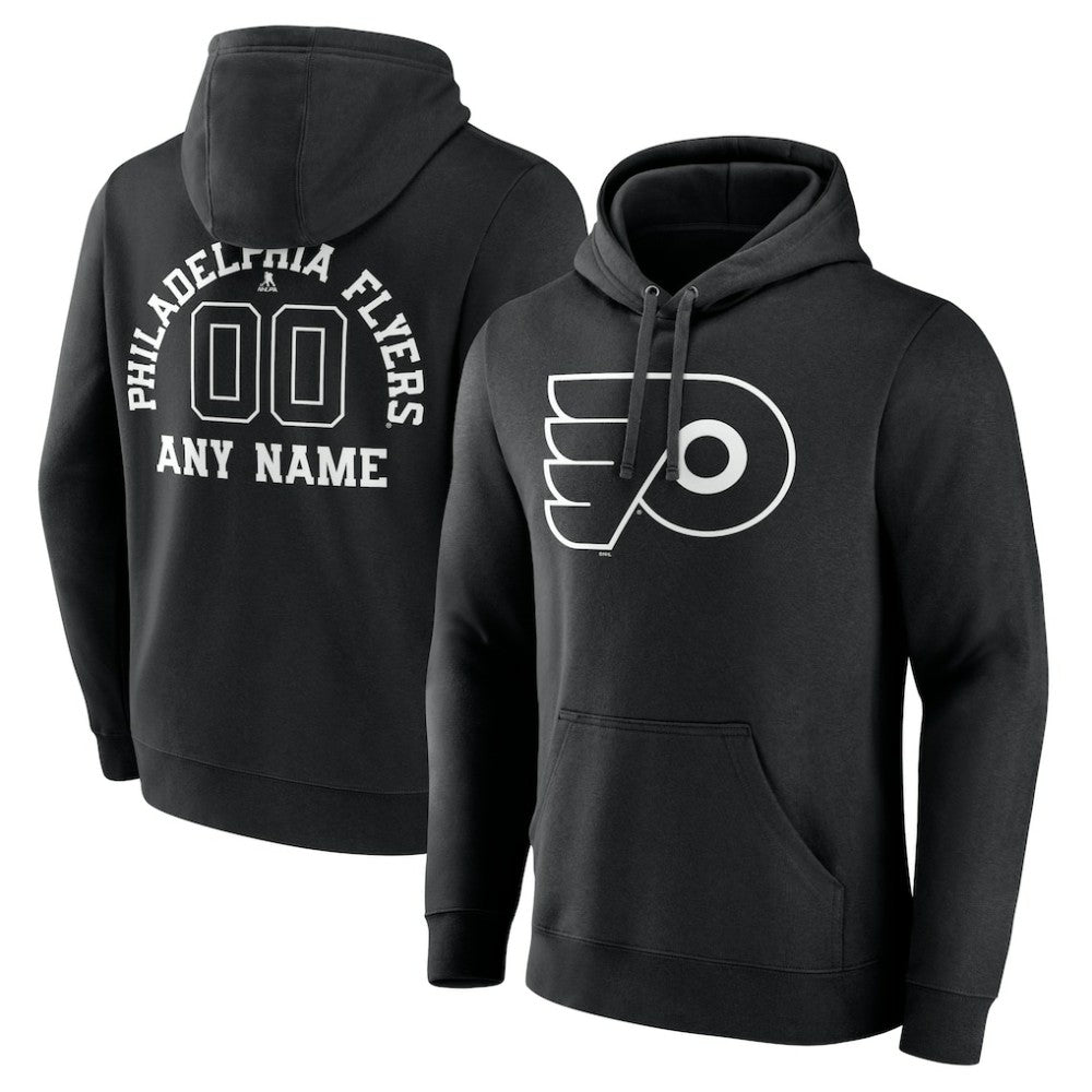 Philadelphia Flyers Personalized Name & Number Monochrome Pullover Hoodie - Black | US 201281543